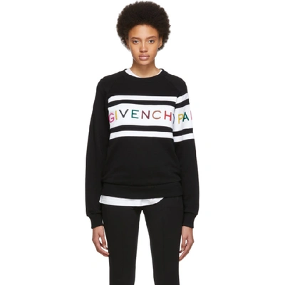 Shop Givenchy Black Panelled Logo Sweatshirt In 004 Black