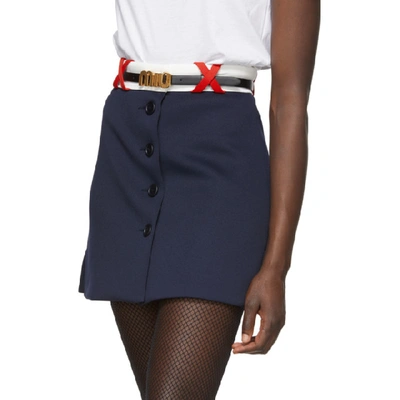 Shop Miu Miu Navy Techno Jersey Miniskirt