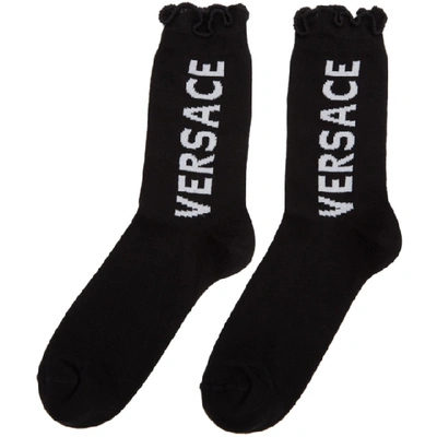 Shop Versace Black Ruffles Socks In I463 Black