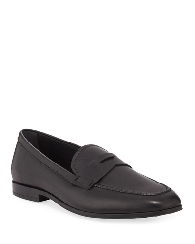 Shop Tod's Men's Slim Mocassino Leather Loafers In Black