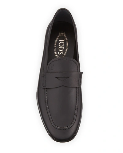 Shop Tod's Men's Slim Mocassino Leather Loafers In Black