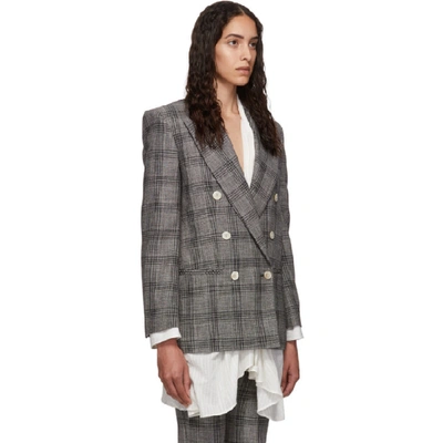 Shop Isabel Marant Black And White Check Dallin Blazer In Bkec Black/