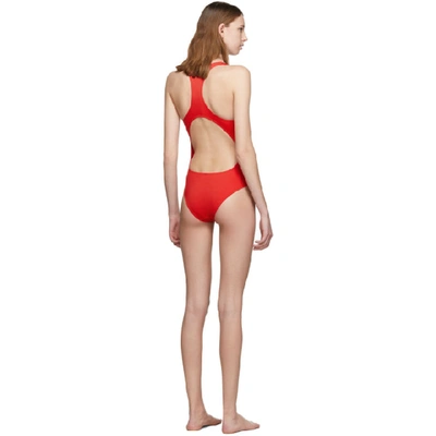 Shop Vetements Red Logo Baywatch One-piece Swimsuit