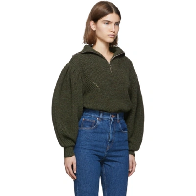 Shop Isabel Marant Green Knit Kuma Half-zip Sweater In 67ki Khaki