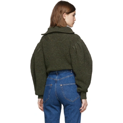 Shop Isabel Marant Green Knit Kuma Half-zip Sweater In 67ki Khaki