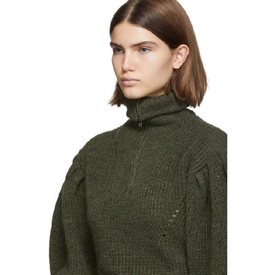 Shop Isabel Marant Green Knit Kuma Half-zip Sweater In 67ki Khaki