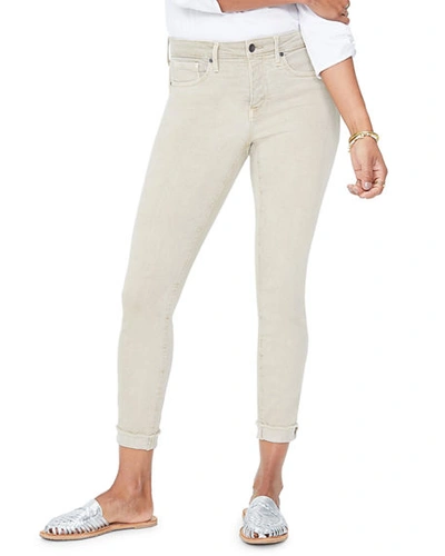 Shop Nydj Ami Raw-edge Cuffed Ankle Skinny Jeans In Feather