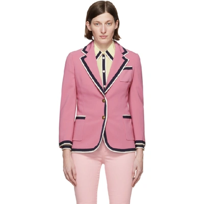 Shop Gucci Pink Cady Blazer In 5183 Pink