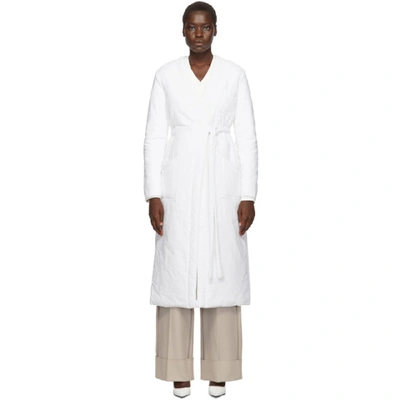 Shop Mm6 Maison Margiela White Padded Wrap Coat In 100 Off Whi