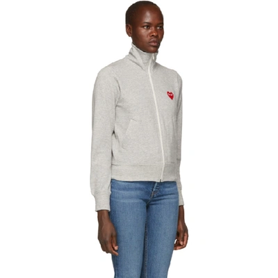 Shop Comme Des Garçons Play Grey Heart Patch Zip-up Jacket In 1 Grey