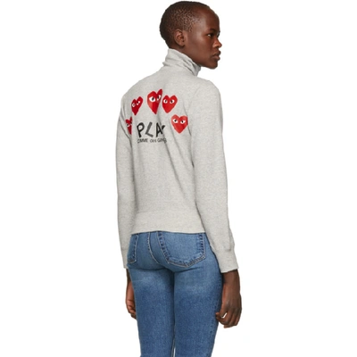 Shop Comme Des Garçons Play Grey Heart Patch Zip-up Jacket In 1 Grey