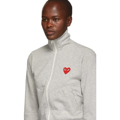 Shop Comme Des Garçons Play Grey Heart Patch Zip-up Jacket In 1 Grey
