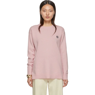 Shop Loewe Pink Wool Anagram Sweater In 7140 Pink