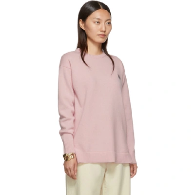 Shop Loewe Pink Wool Anagram Sweater In 7140 Pink