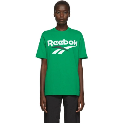 Shop Reebok Classics Green And White Vector T-shirt In Emerald