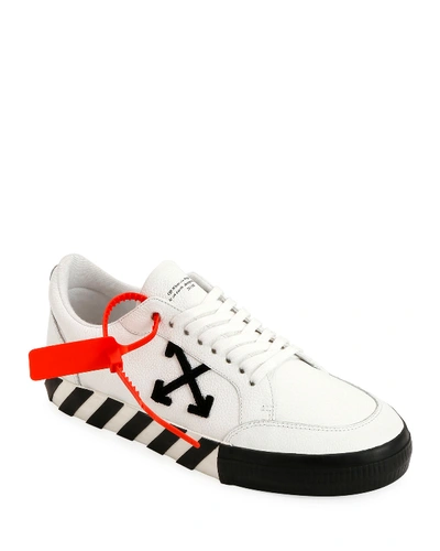 Shop Off-white Men's Arrow Leather Sneakers With Stripes In White