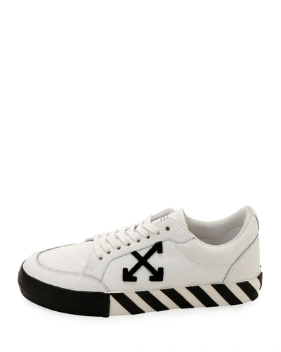 Shop Off-white Men's Arrow Leather Sneakers With Stripes In White