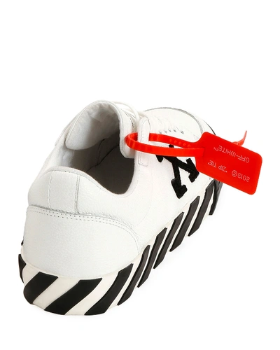 Shop Off-white Men's Arrow Leather Sneakers With Stripes In White