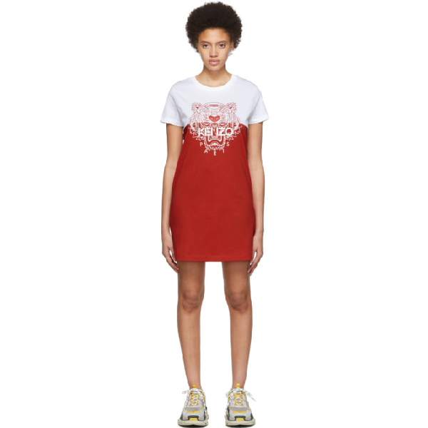red kenzo dress