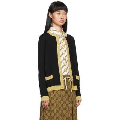 Shop Gucci Black Lurex Cardigan In 1815 Black