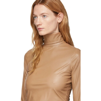 Shop We11 Done We11done Beige Faux-leather Simple Turtleneck