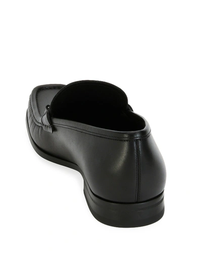 Shop Ferragamo Men's Leather Loafer With Reversible Gancini Ornament In Black