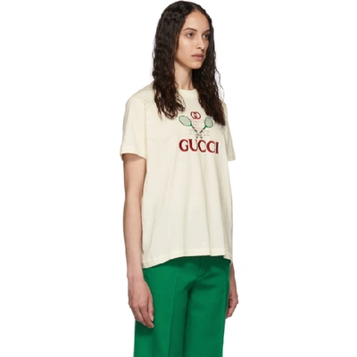 Gucci Racket Logo Cotton Jersey T-shirt In Cream Multi | ModeSens