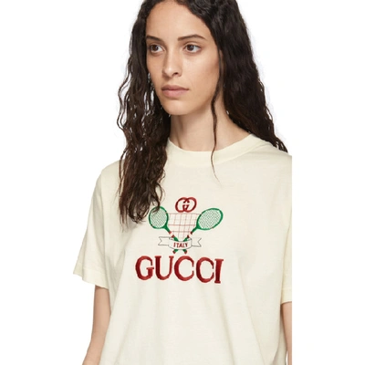 Shop Gucci Off-white Tennis T-shirt In 7136 Sunkis