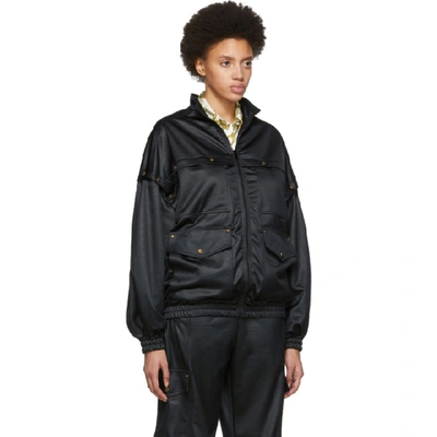 Shop Gucci Black Convertible Bomber Jacket In 1000 Black