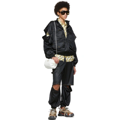 Shop Gucci Black Convertible Bomber Jacket In 1000 Black