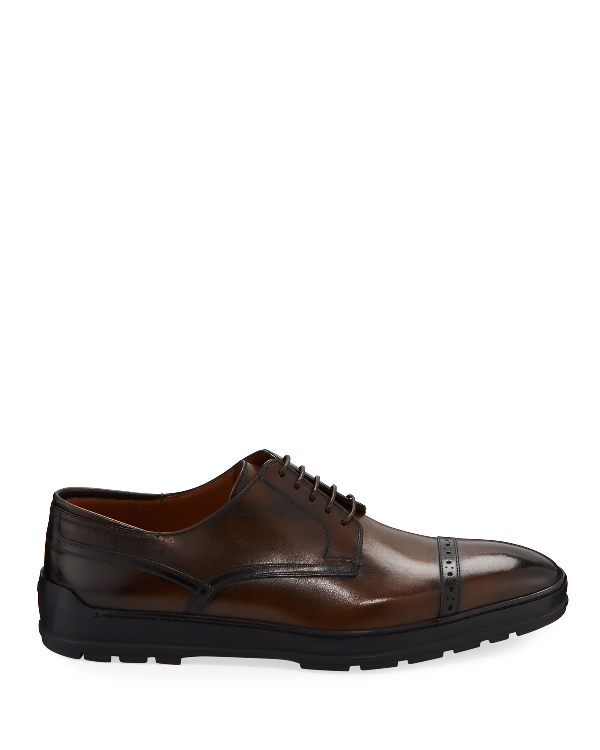 Bally Men's Reigan Leather Cap-toe Oxfords In Mid Brown | ModeSens