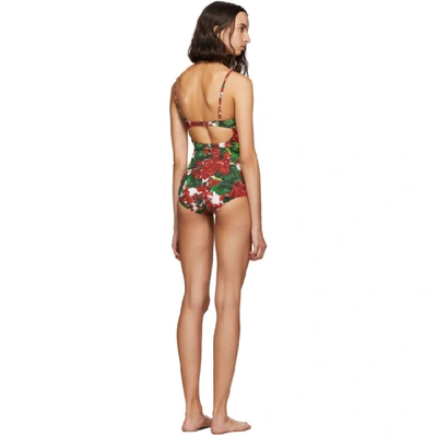 Shop Dolce & Gabbana Dolce And Gabbana Red And Green Portofino Balconette One-piece Swimsuit In Hav03 Red