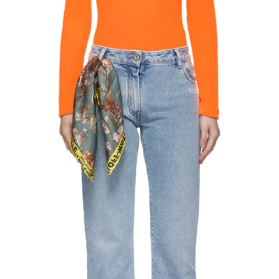 Shop Off-white Blue Crop Jeans In Medbluewash