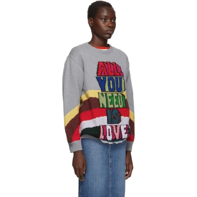 Shop Stella Mccartney Grey The Beatles Edition Virgin Wool 'all You Need Is Love' Sweater