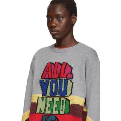 Shop Stella Mccartney Grey The Beatles Edition Virgin Wool 'all You Need Is Love' Sweater