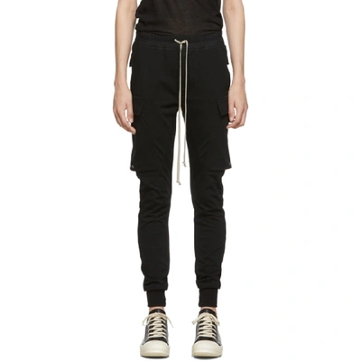 Shop Rick Owens Black Drawstring Cargo Jog Trousers