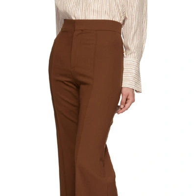 Shop Chloé Chloe Brown Stretch Wool Flared Trousers In 844 Marron