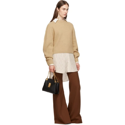 Shop Chloé Chloe Brown Stretch Wool Flared Trousers In 844 Marron