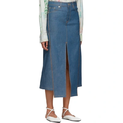 Shop Lanvin Blue Denim Slit Skirt In 231 Cloud