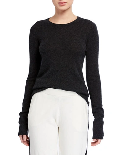 Shop Atm Anthony Thomas Melillo Cashmere Long-sleeve Crewneck Top In Charcoal