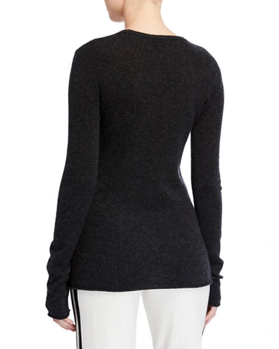 Shop Atm Anthony Thomas Melillo Cashmere Long-sleeve Crewneck Top In Charcoal