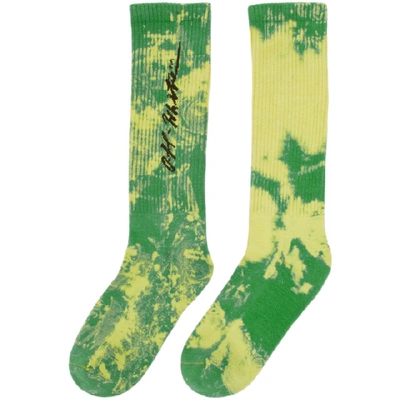 Shop Off-white Green Tie-dye Socks In Green/black