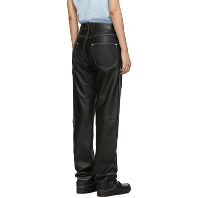 Shop Loewe Black Leather Straight-leg Trousers In 1100 Black