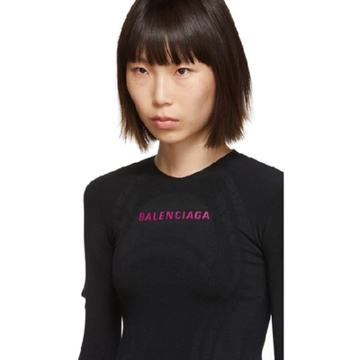 Shop Balenciaga Black Athletic Long Sleeve T-shirt In 8068 Blk Pi