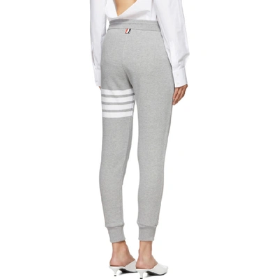 Shop Thom Browne Grey Classic Four Bar Lounge Pants