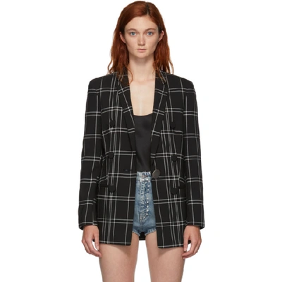 Shop Alexander Wang Black And White Notched Lapel Blazer In 941 Blk/wht