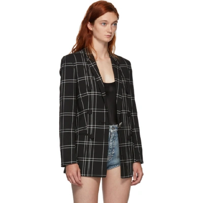 Shop Alexander Wang Black And White Notched Lapel Blazer In 941 Blk/wht