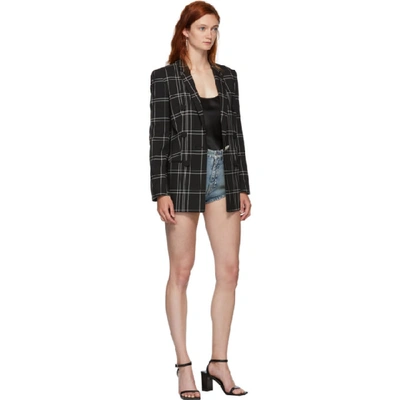 Shop Alexander Wang Black And White Notched Lapel Blazer In 941 Blk/wht