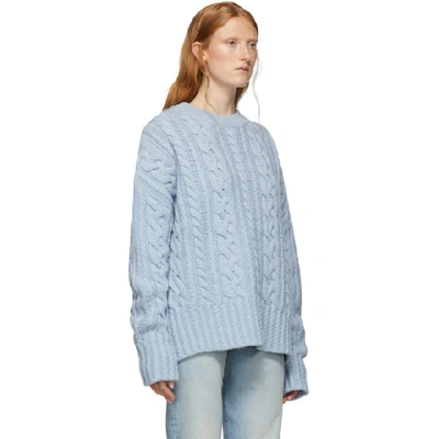 Shop Ami Alexandre Mattiussi Blue Oversized Cable Knit Sweater In 459 Blue