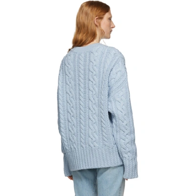 Shop Ami Alexandre Mattiussi Blue Oversized Cable Knit Sweater In 459 Blue